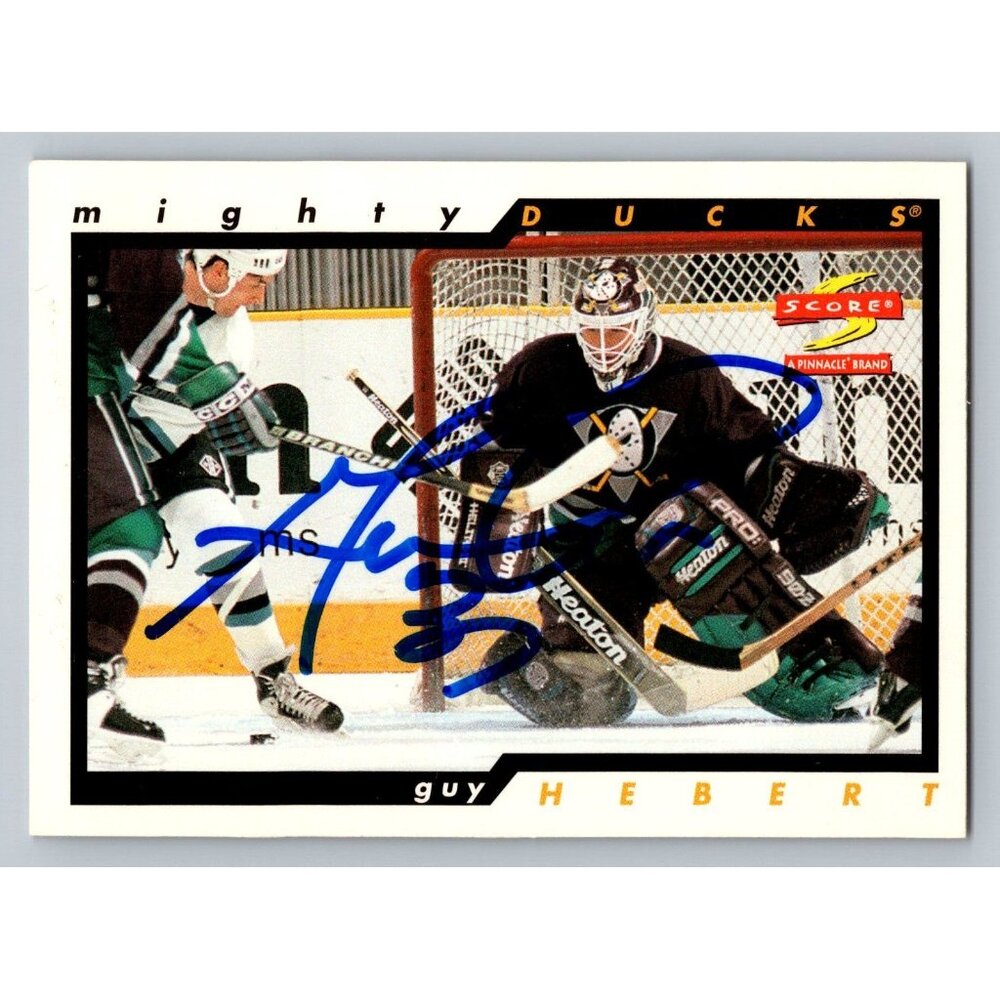 Guy Hebert Autographed Mighty Ducks Hockey Trading Card Set  Includes Stats Card